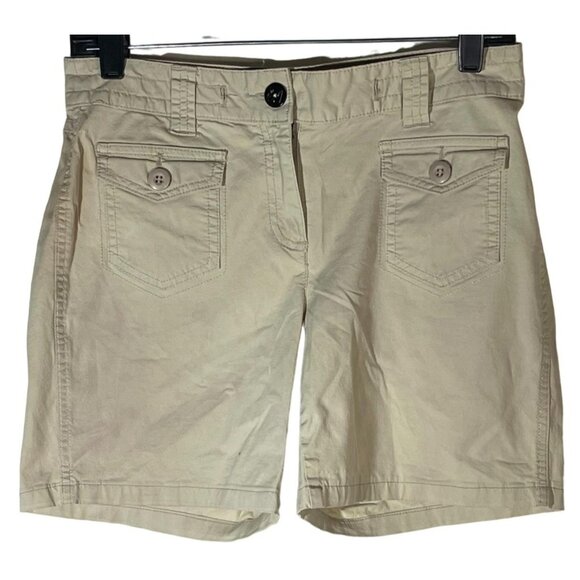 Style & co petite shorts button on all pockets cotton blend tan size 4 READ - Picture 1 of 11